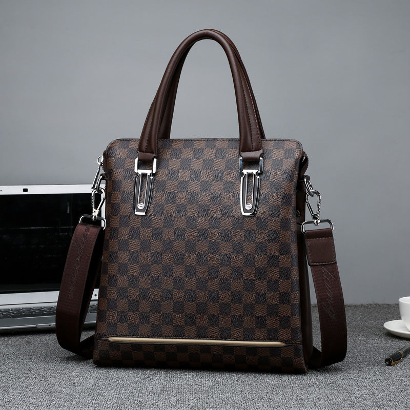 Checkered Leather Messenger Bag