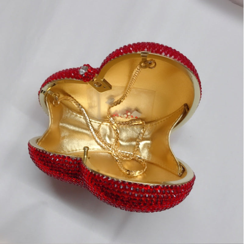 Red Peach Heart-shaped Diamond Clutch