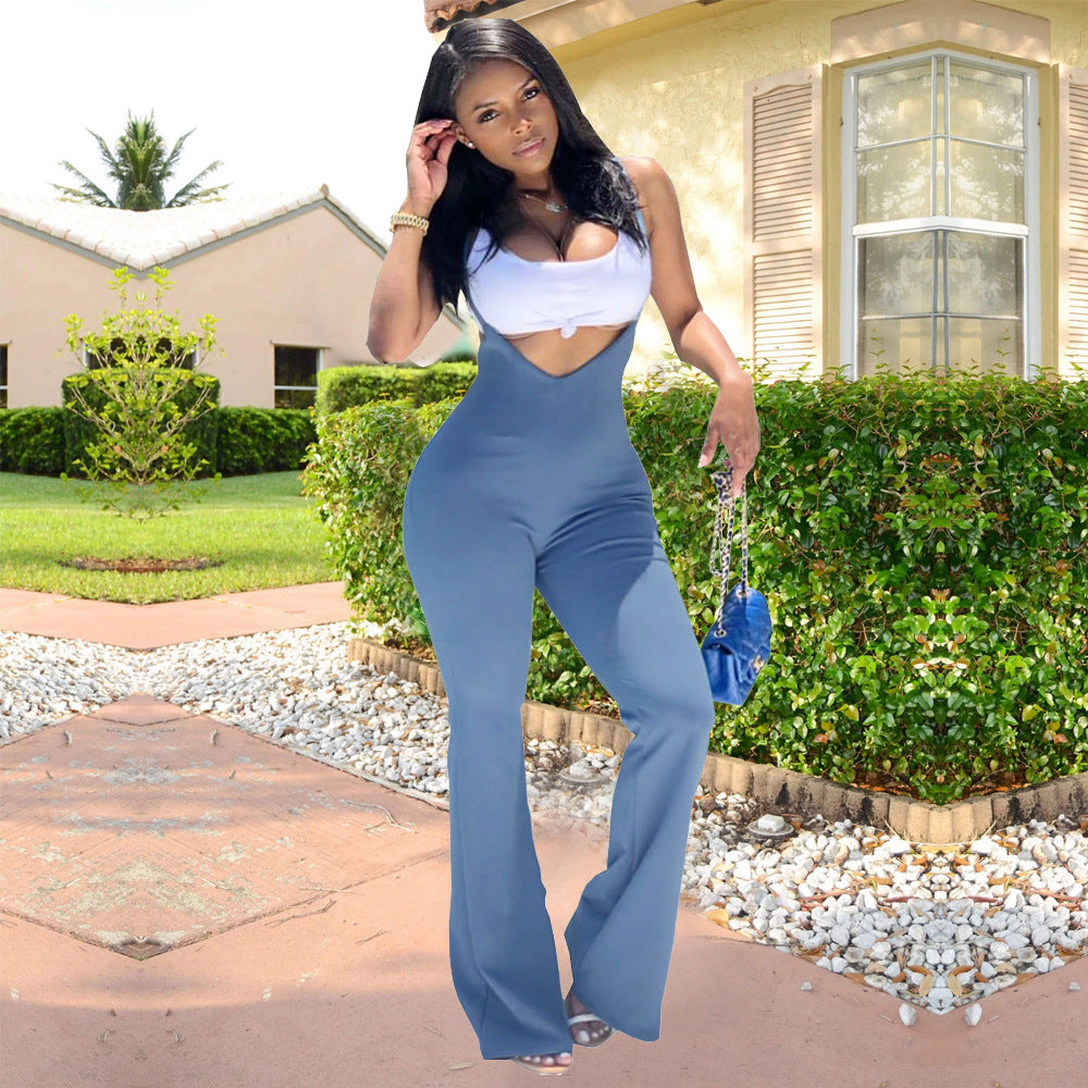 Slim-Fit Casual Suspender Jumpsuit