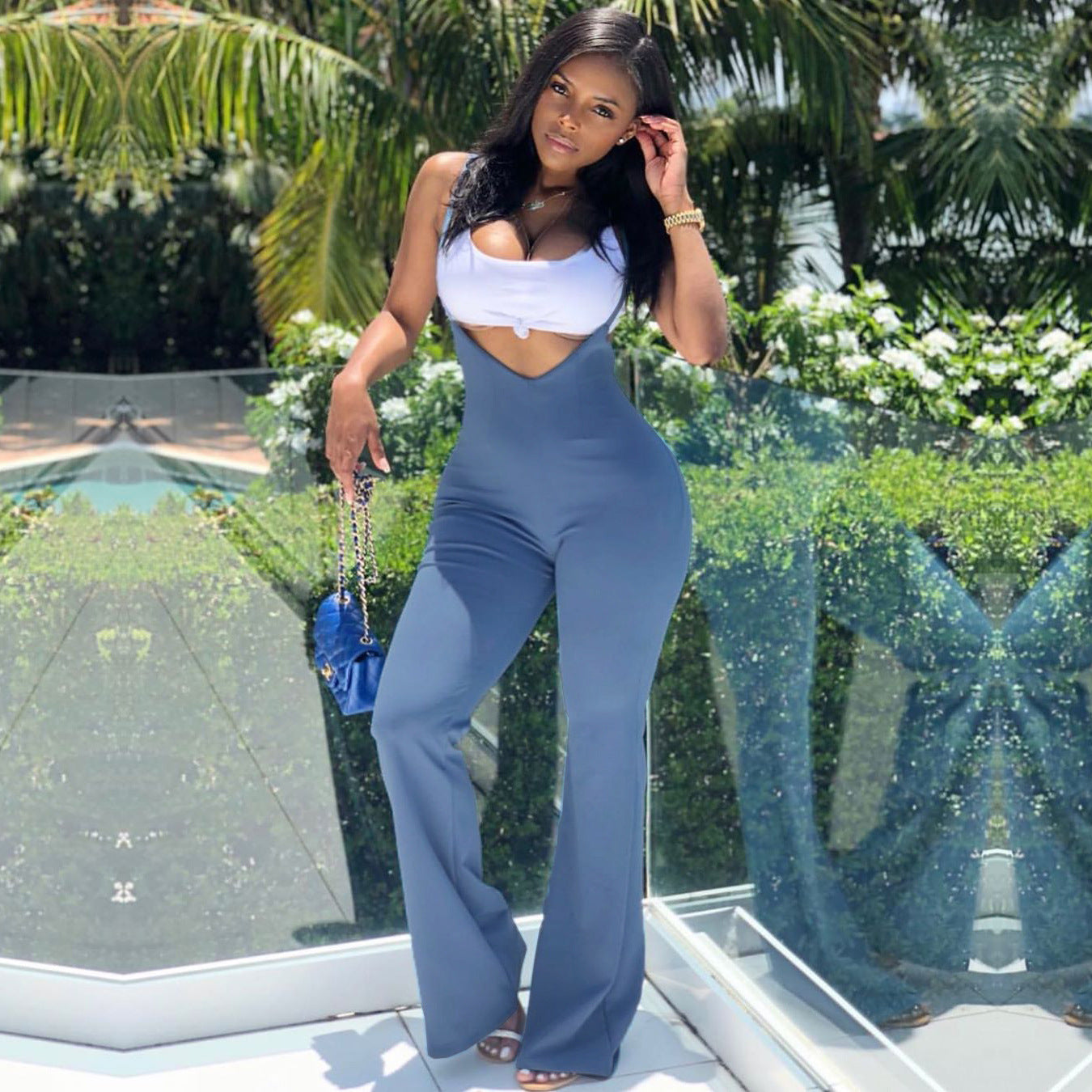 Slim-Fit Casual Suspender Jumpsuit