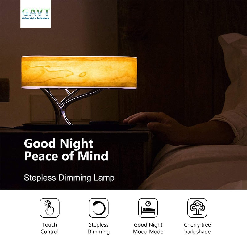 LED Table Lamp - Dimmable Bluetooth Speaker Wireless Phone Charger