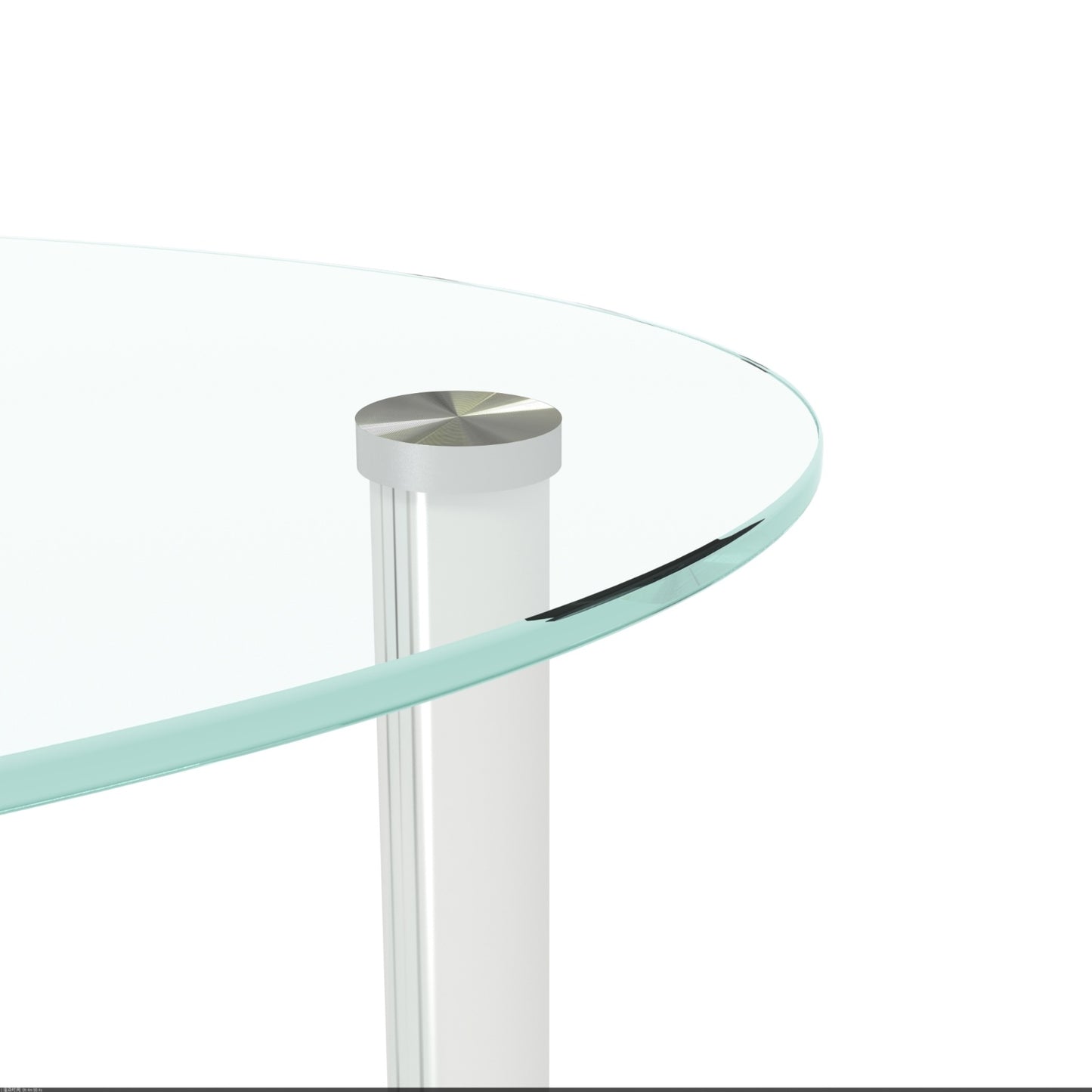 3-Layer Transparent Oval Glass Coffee Table with Stainless Steel Leg