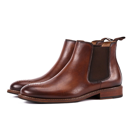 Carved Leather Short Martin Boots