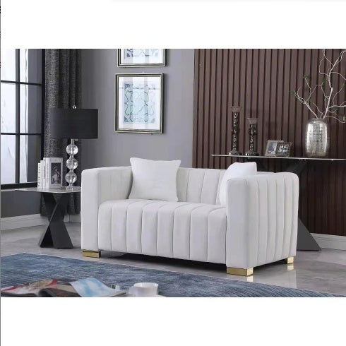 Modern Channel Loveseat - White