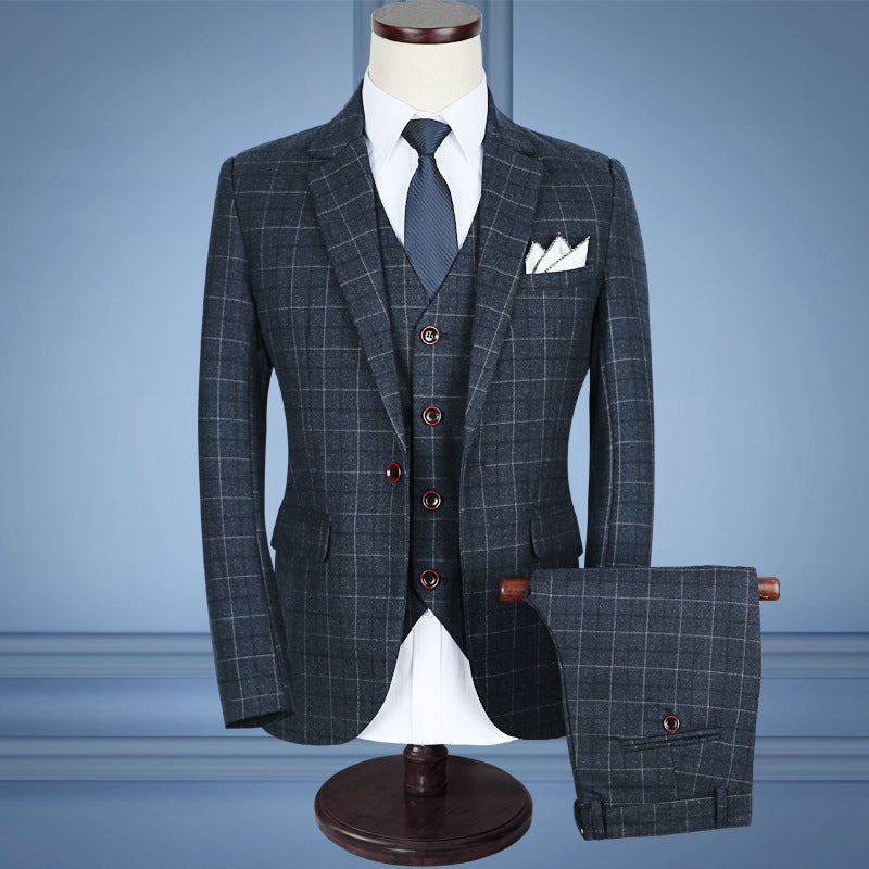 Plaid Three-Piece Business Suit