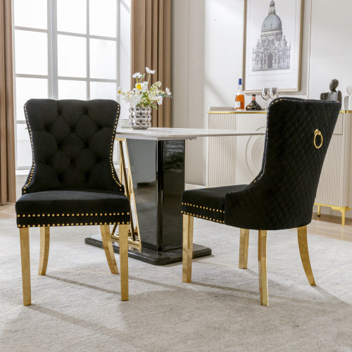 Velvet Metal Leg Dining Chair Set of 2