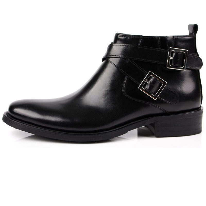 Two Buckle High-Top Leather Boots