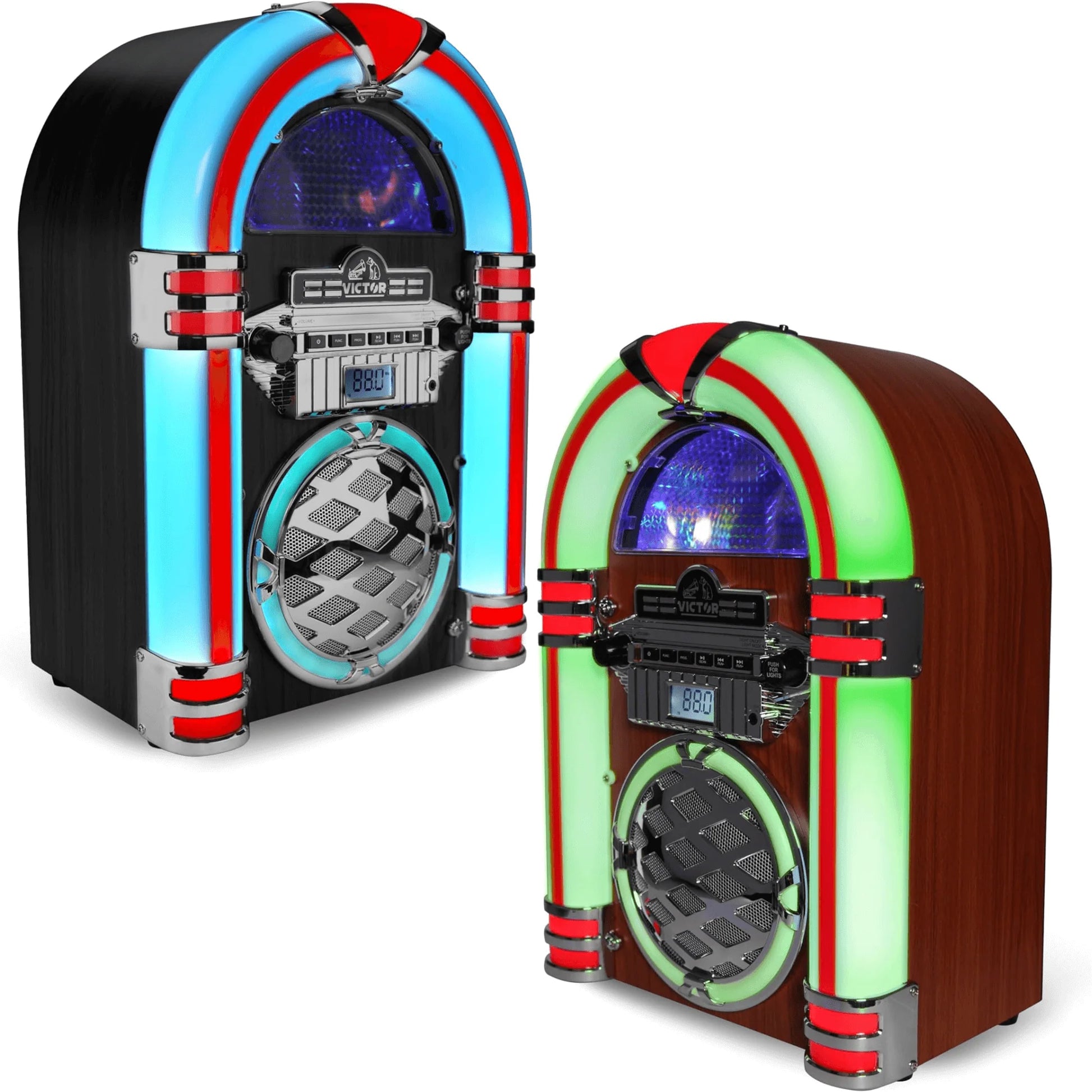 Victor Wilshire Bluetooth Jukebox with Multicolor LED Lighting and FM Radio