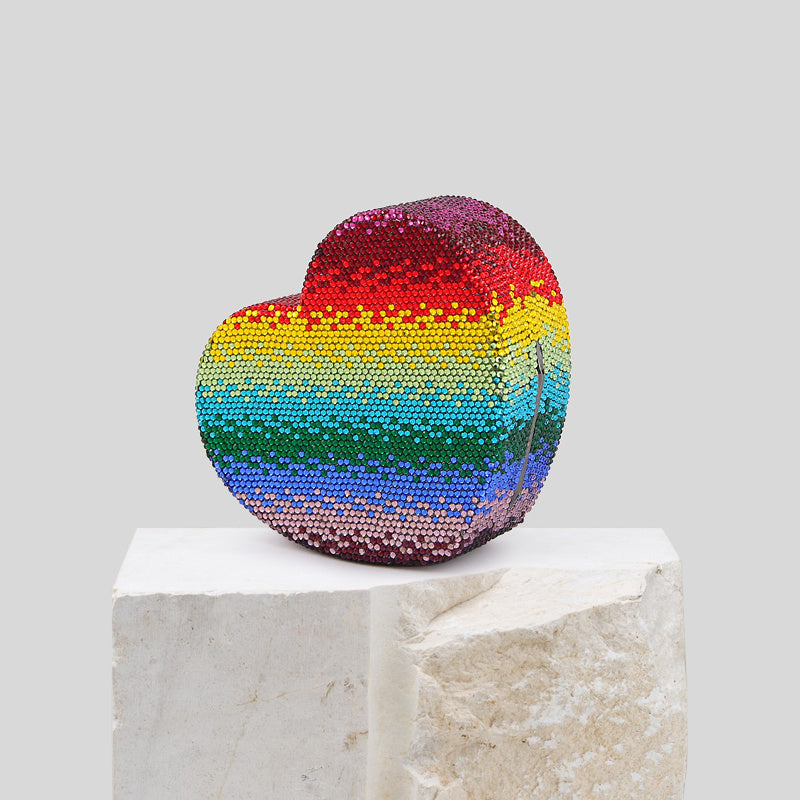 Diamond Heart Gradient Rainbow Clutch