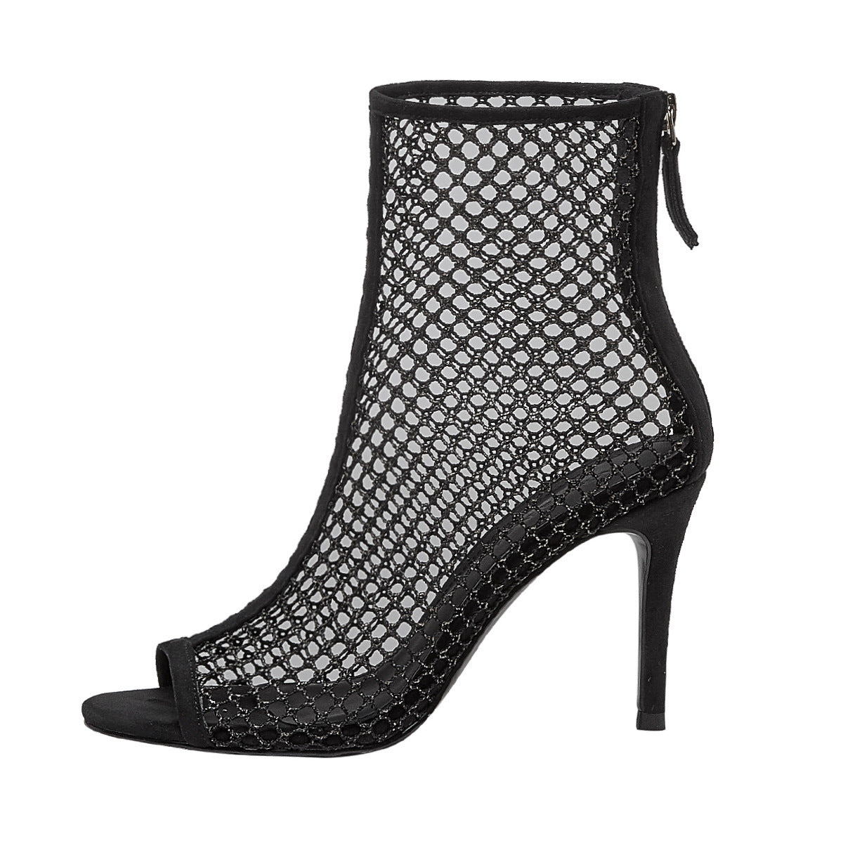 Mesh Hollow Zipper Stiletto Boots