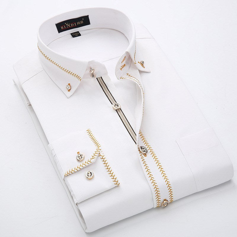 Embriodered Long Sleeve Button Down