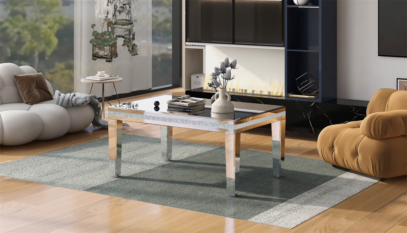 Modern Glass Mirrored Coffee Table