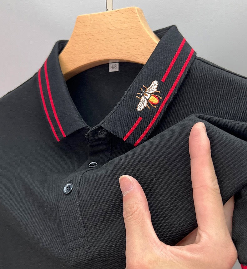 Embroidered Collar Short Sleeve Polo