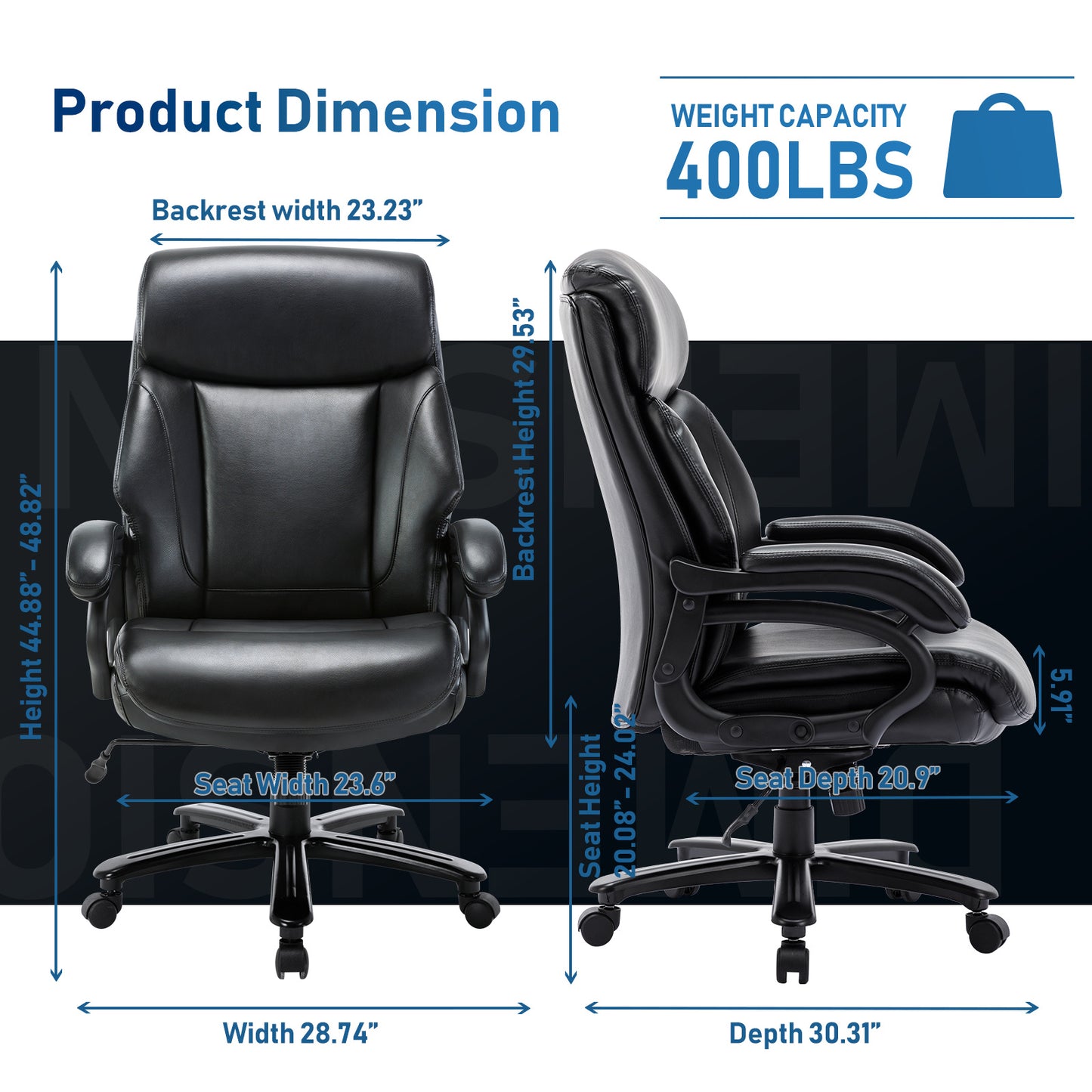 Tall Office Chair - 400lbs Heavy-duty Administrative Desk Chair