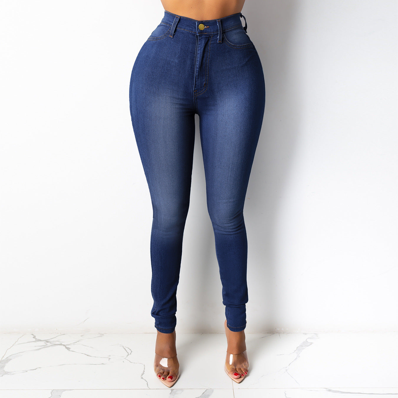 Denim High-Waist Slim Fit Pencil Jeans