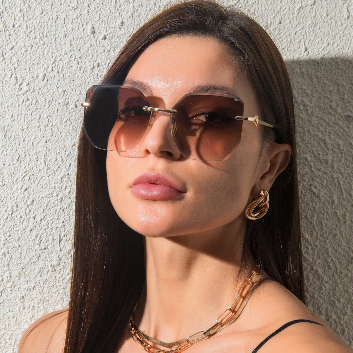 Rimless Cut Edge Sunglasses