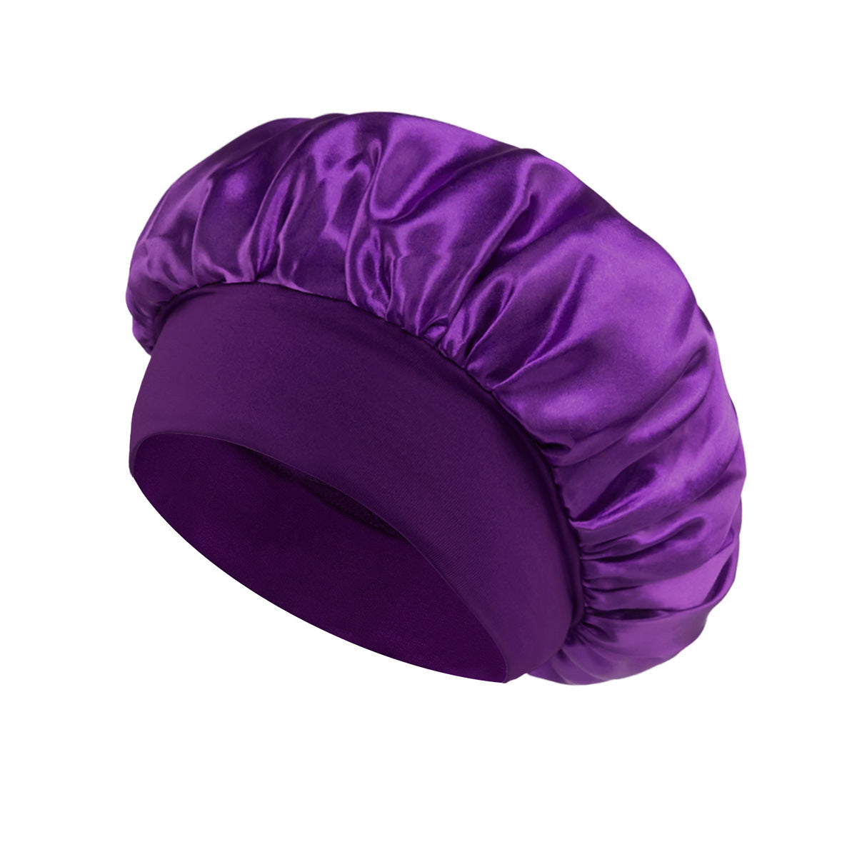 Solid Color Satin Wide Brim Nightcap