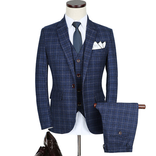Plaid Three-Piece Business Suit