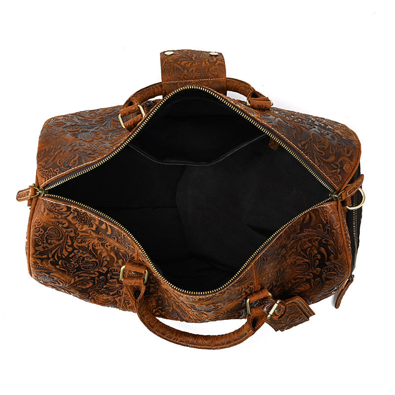 Vintage Cowhide Luggage Duffel Bag