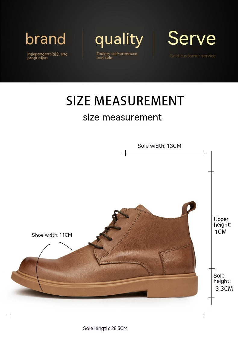 Leather Flat Lace-up Mid-top Martin Boots