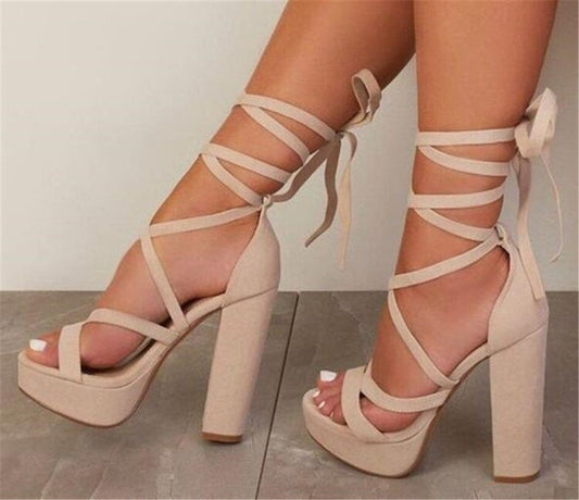 Waterproof Platform Stiletto Strap Heels