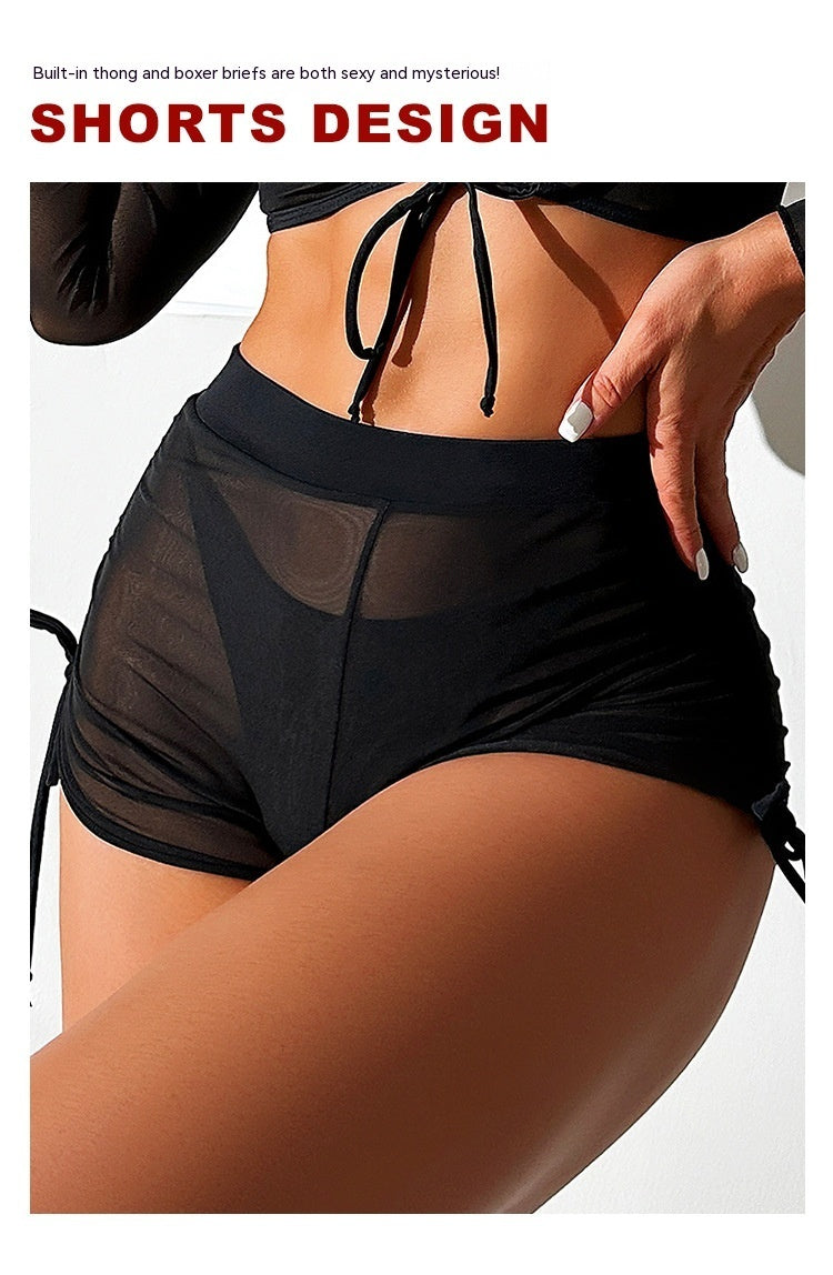 Black Mesh Four-Piece Bikini
