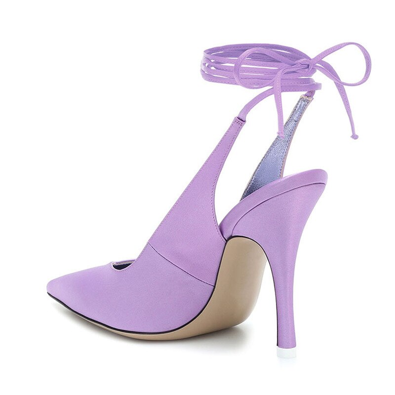 Lace-Up Rome Silk Pointed Toe High Heels