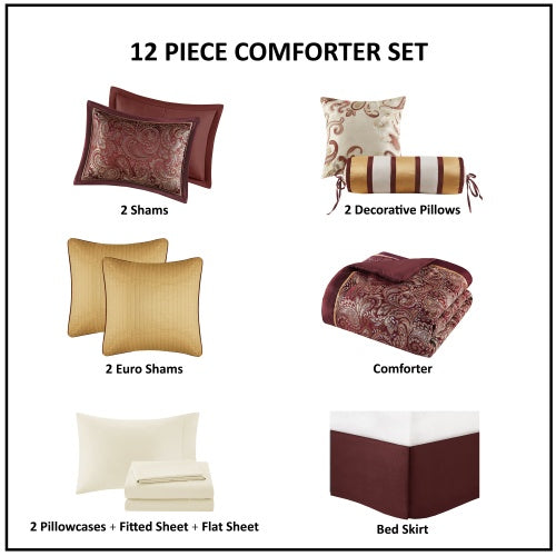 12 Piece Comforter Set With Cotton Bed Sheets