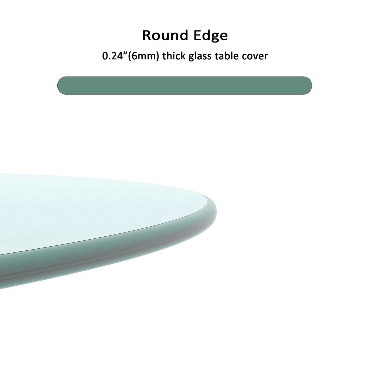 Round Tempered Glass Table Top with Thick Polished Edge