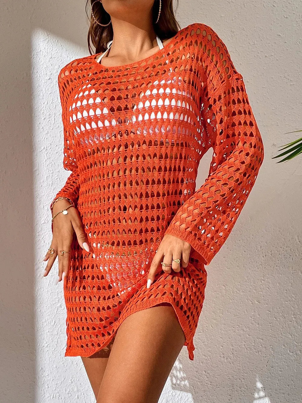 Knitted Pullover Long Sleeved Bikini Cover Up
