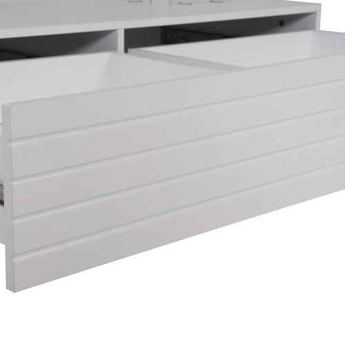 Rectangular LED Lights Coffee Table with 2 Drawers