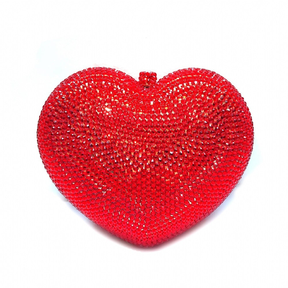 Red Peach Heart-shaped Diamond Clutch