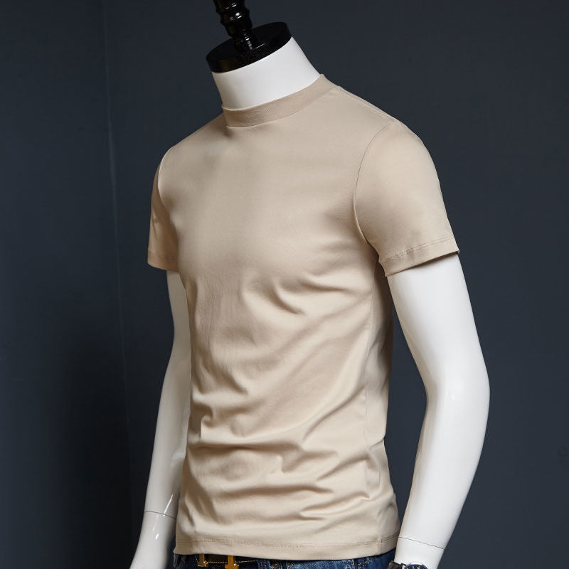 Slim-fit Mercerized Half-high Collar Tee