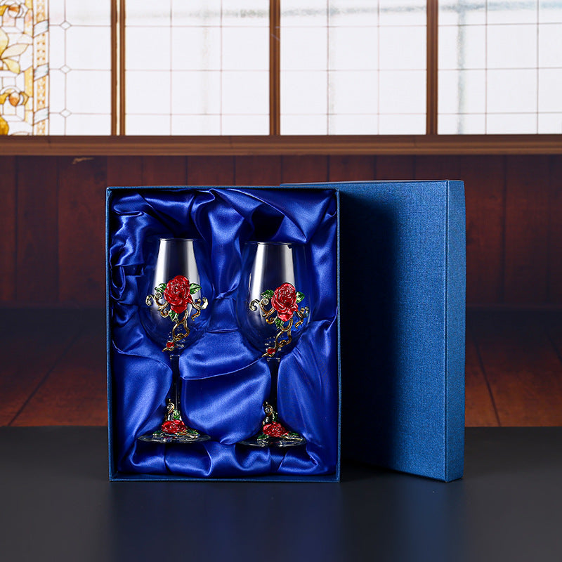 Enamel Crystal Glass Red Wine Glass Goblet Decanter