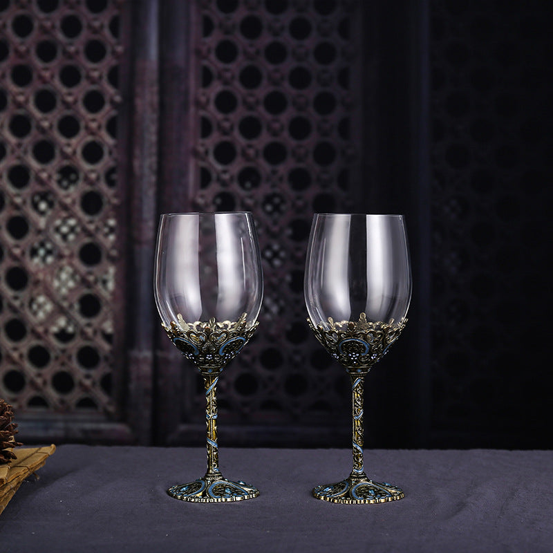 Red Wine Crystal Glass High Footed Cup Decanter Set
