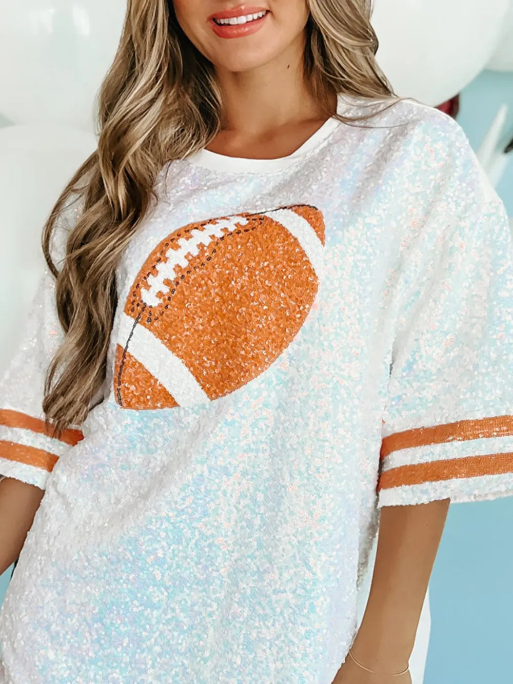 Sequin Football Half Sleeve Shirt Dress