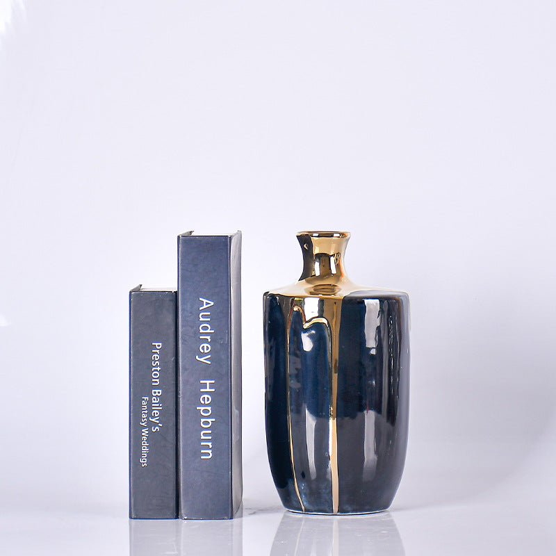 Creative Blue & Gold Modern Ceramic Vase