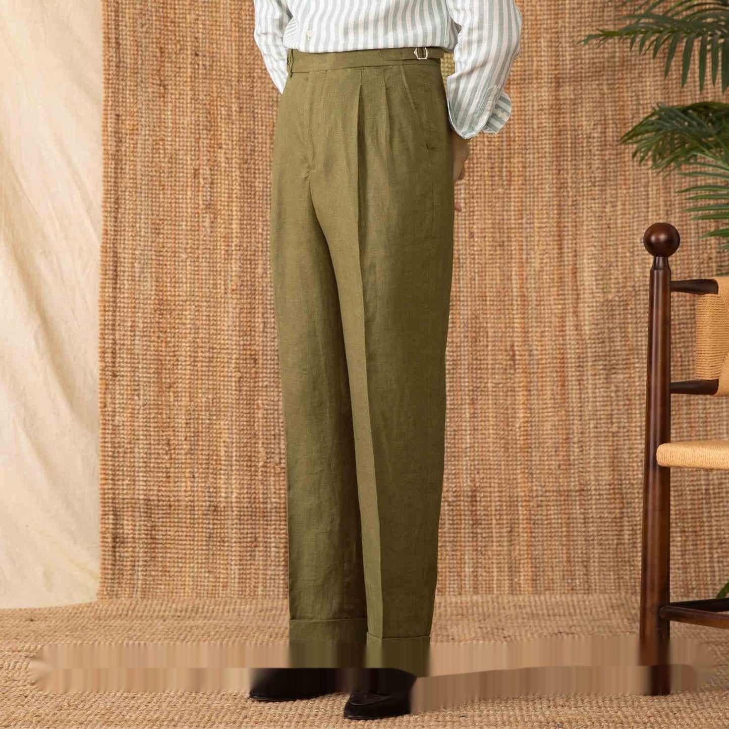 Linen High Waist Straight Loose Trousers