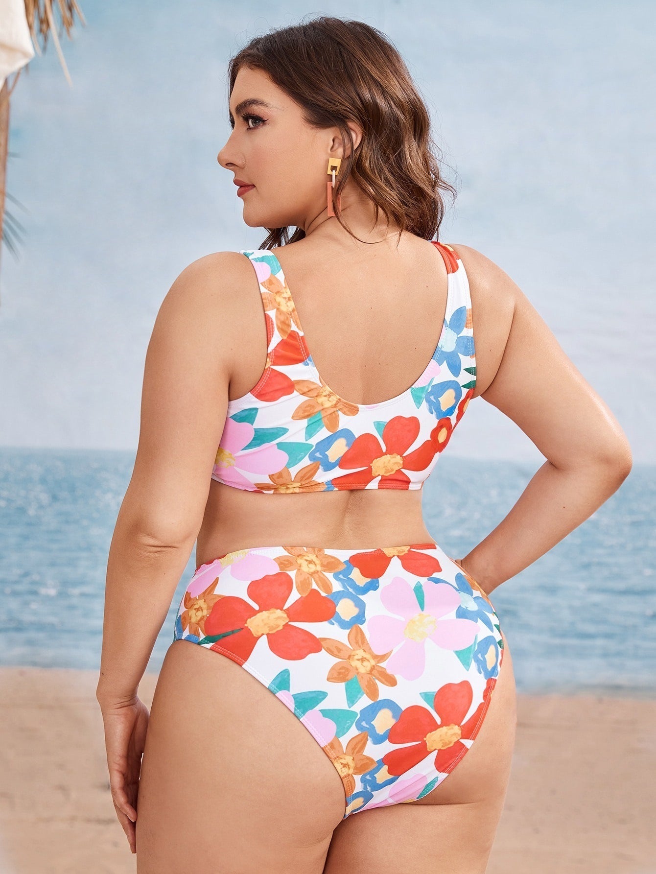 Floral Print Two-Piece Swimsuit - Plus Size