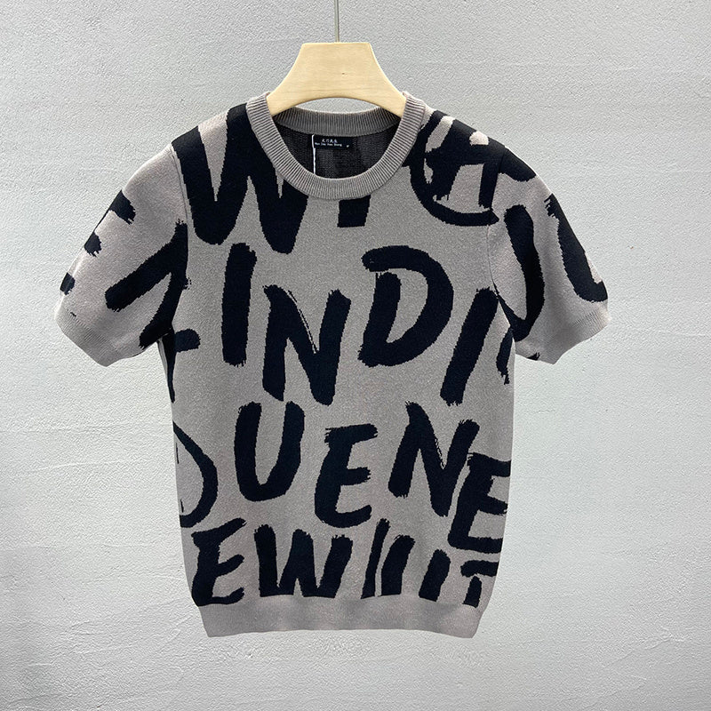 Knitted Short-Sleeved Sweater