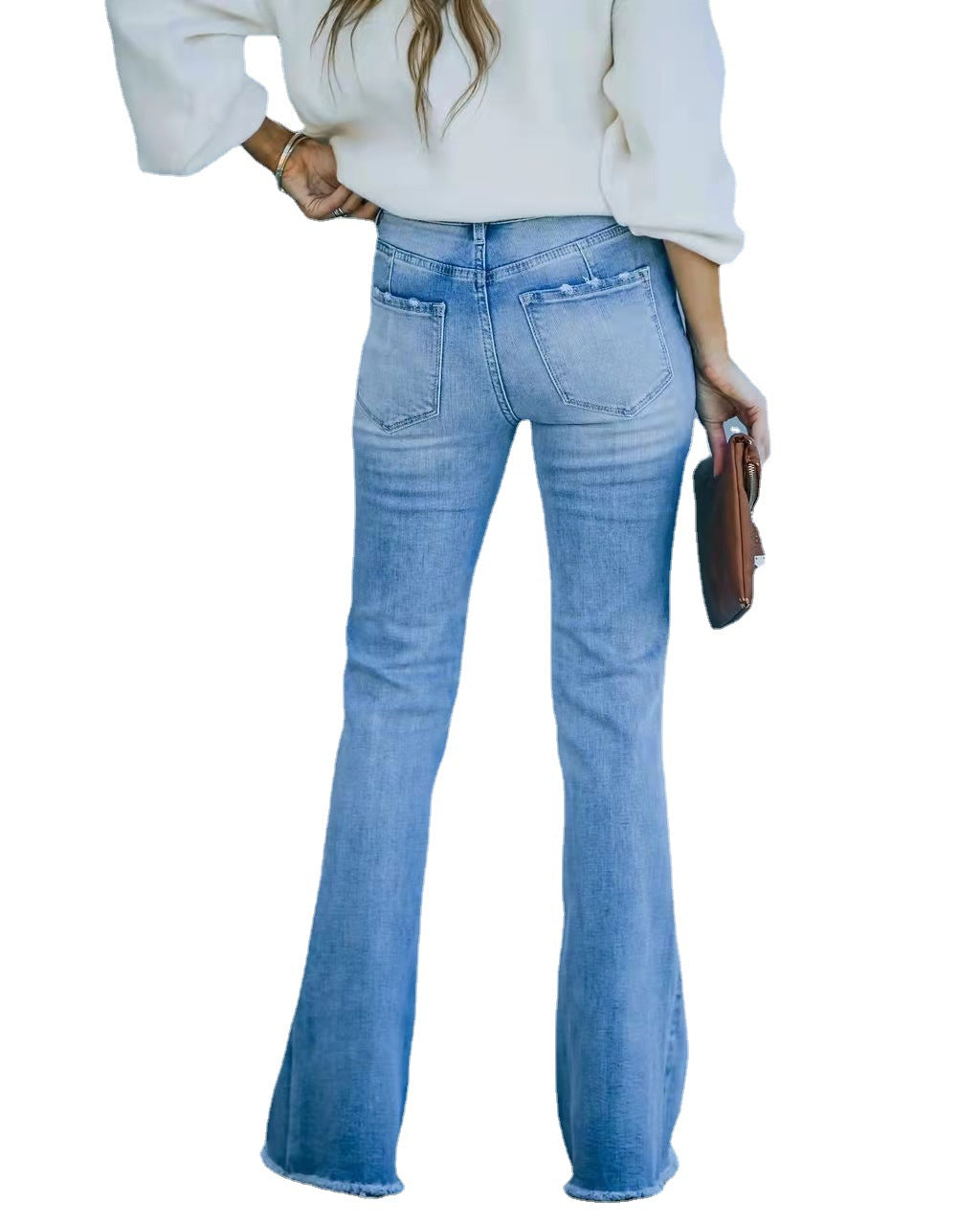 High Waist Elastic Flared Jeans