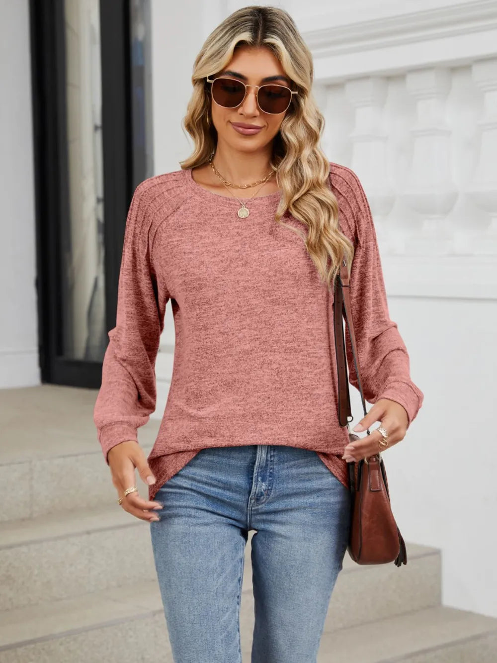 Round Neck Loose Drawstring Sweater