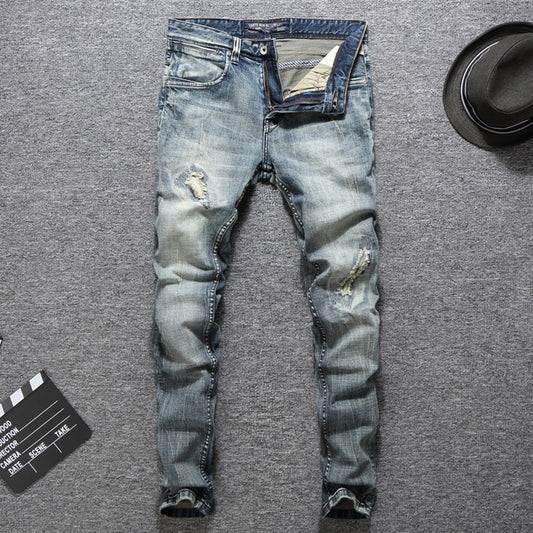 BALPLEIN Slim Fit Cotton Ripped Jeans