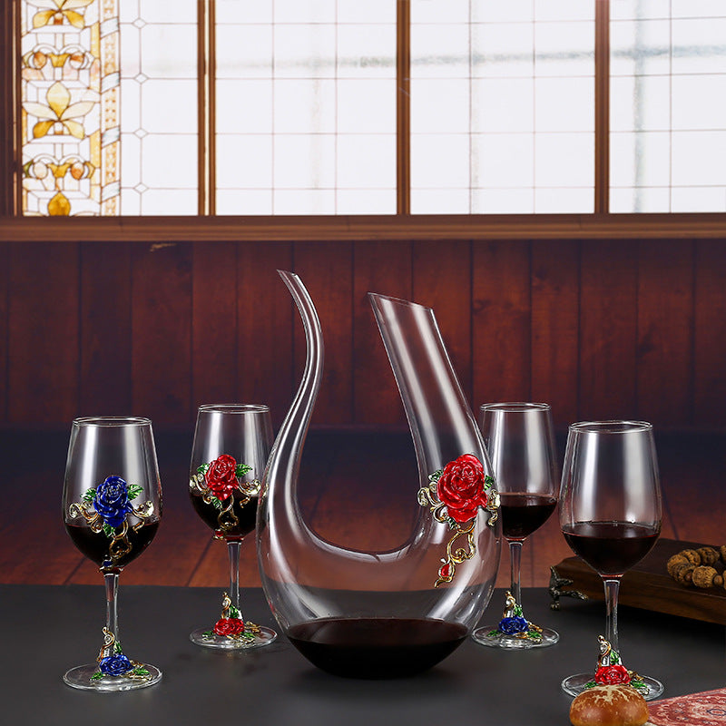 Enamel Crystal Glass Red Wine Glass Goblet Decanter