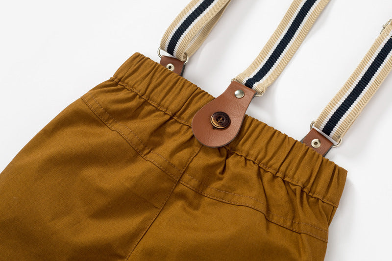 Crown Print Formal Outfit with Suspenders