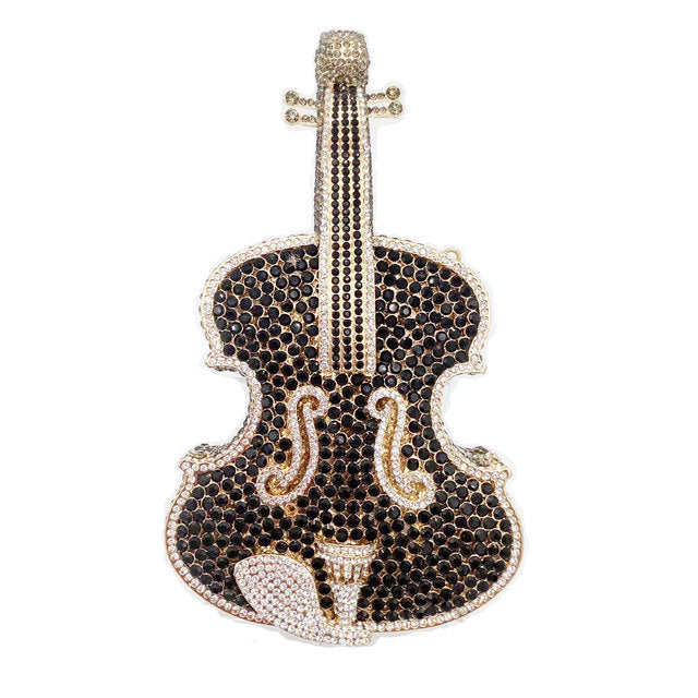 Violin Crystal Evening Party Clutch