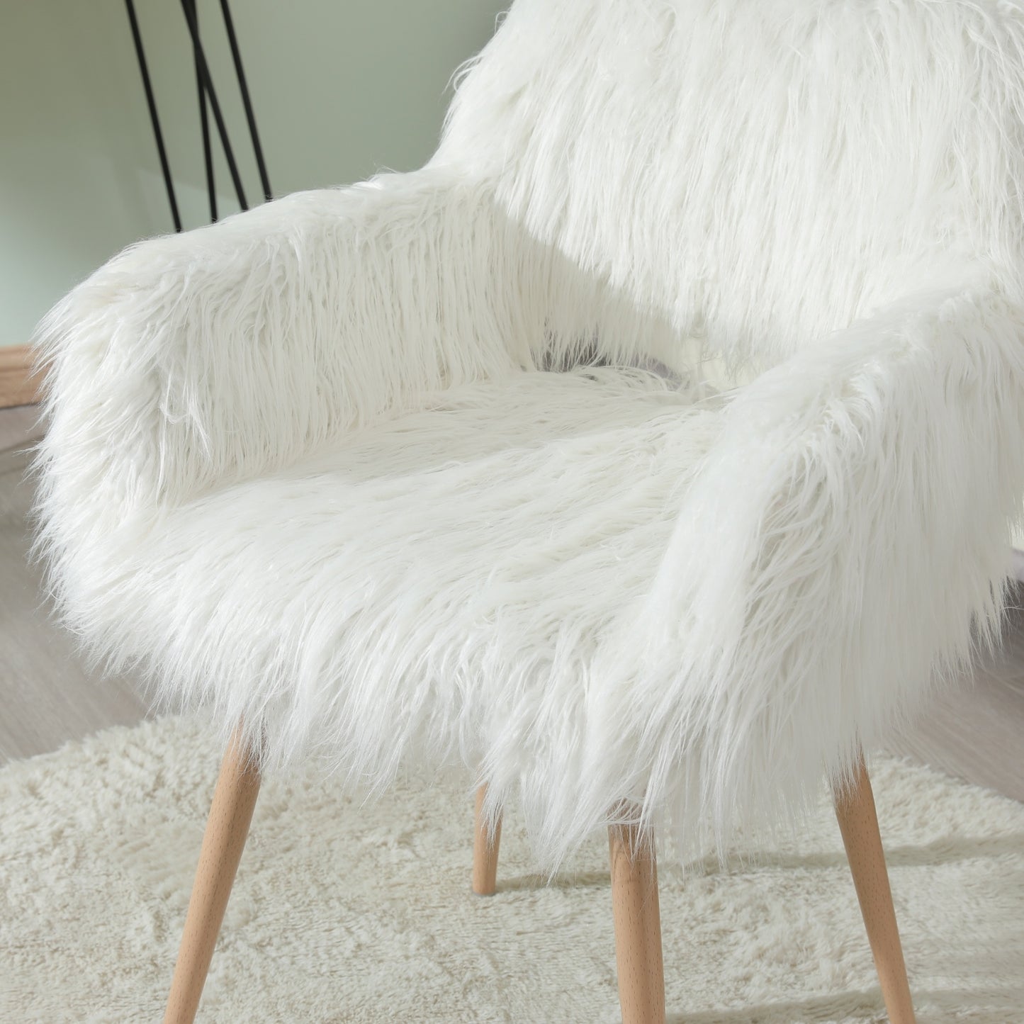 Faux Fur Make Up Chair with Metal Leg
