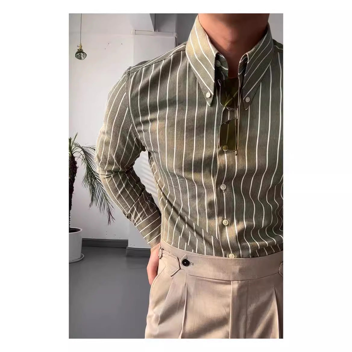 Business Long Sleeve Striped Button Down