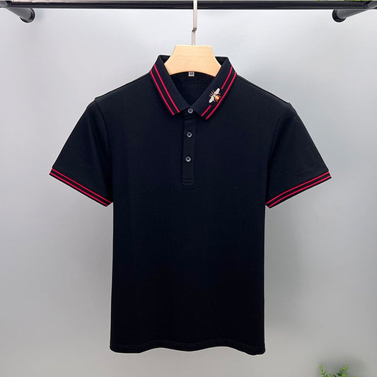 Embroidered Collar Short Sleeve Polo