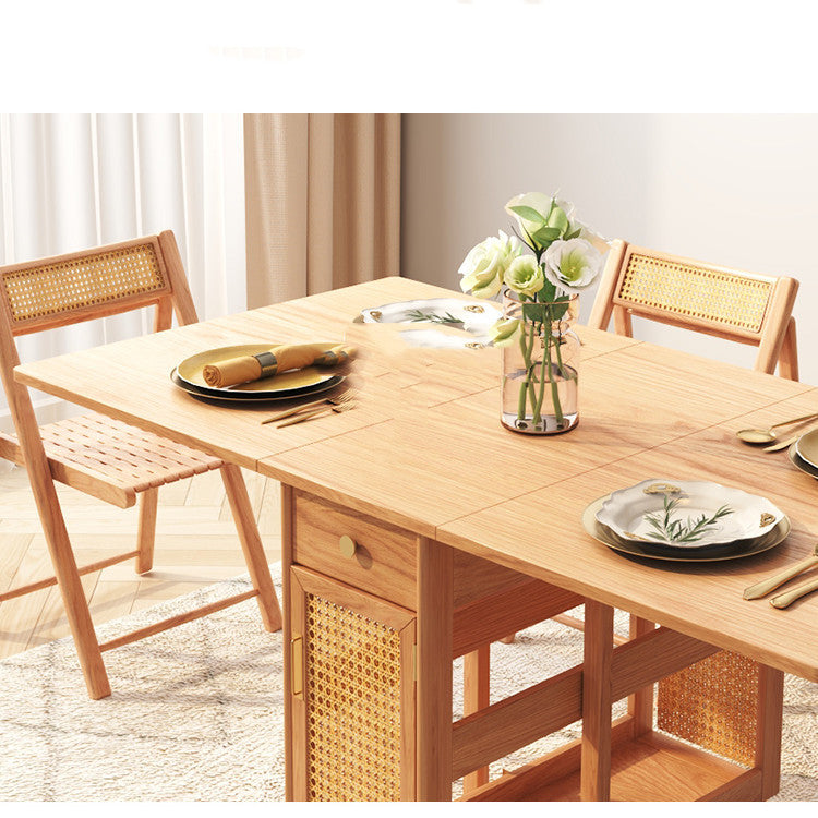 Multifunctional Rattan Log Folding Dining Table